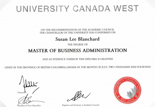 Master Of Business Administration From UCW In B.C.